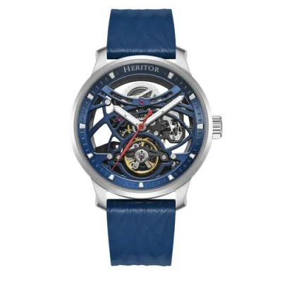 Heritor Automatic Marcell Skeleton Dial Automatic Watch In Blue