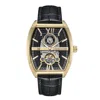 Heritor Automatic Masterson Semi-skeleton Leather-band Watch In Gold