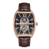 Heritor Automatic Masterson Semi-skeleton Leather-band Watch In Rose Gold/brown