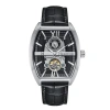 Heritor Automatic Masterson Semi-skeleton Leather-band Watch In Silver/black
