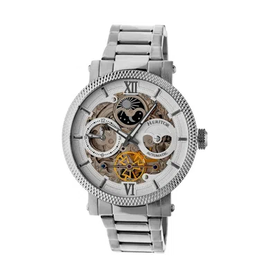 Heritor Automatic Men's Aries Skeleton Bracelet Watch With Moon Phase - Silver