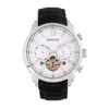 Heritor Automatic Men's Arthur Semi-skeleton Leather-band Watch With Day And Date - Silver In Silver