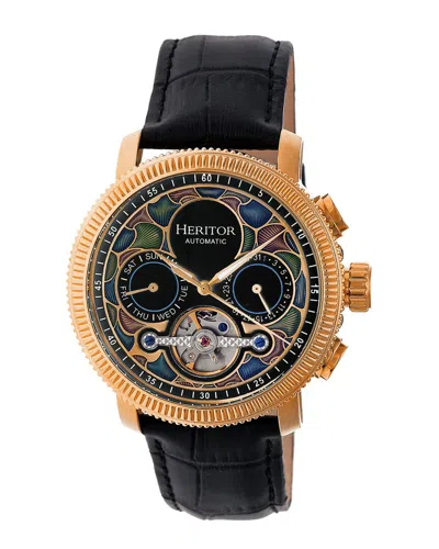 Heritor Automatic Aura Men's Semi-skeleton Leather-band Watch In Multi