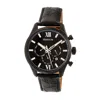 Heritor Automatic Men's Benedict Leather-band Watch With Day And Date - Black In Black