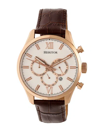 Heritor Automatic Benedict Leather-band Watch With Day & Date In Multi