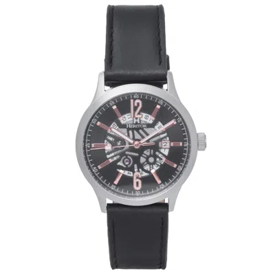 Heritor Automatic Men's Black / Rose Gold Dayne Leather-band Watch With Date - Black, Rose Gold