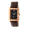 Heritor Automatic Men's Black / Rose Gold Frederick Leather-band Watch With Seconds Sub-dial - Black, Rose Gold In Black/rose Gold