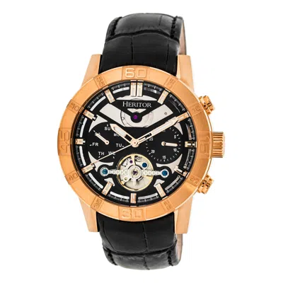 Heritor Automatic Hannibal Semi-skeleton Leather-band Watch In Multi