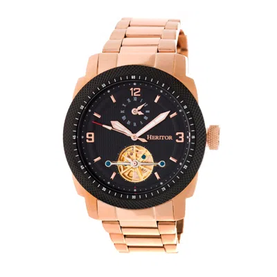 Heritor Automatic Men's Black / Rose Gold Helmsley Semi-skeleton Bracelet Watch - Black, Rose Gold In Multi