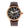 Heritor Automatic Men's Black / Rose Gold Mattias Semi-skeleton Leather-band Watch With Date - Black, Rose Gold In Black/rose Gold