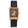 Heritor Automatic Men's Black / Rose Gold Wyatt Leather-band Skeleton Watch - Black, Rose Gold In Multi