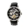 Heritor Automatic Men's Black / Silver Aries Leather-band Skeleton Watch With Moon Phase - Black, Silver In Black/silver