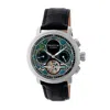 Heritor Automatic Men's Black / Silver Aura Semi-skeleton Leather-band Watch With Day And Date - Black, Silver In Black/silver