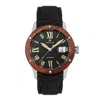 Heritor Automatic Men's Black / Silver Everest Wooden-bezel Leather-band Watch With Magnified Date - Black, Silver In Black/silver