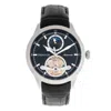 Heritor Automatic Men's Black / Silver Gregory Semi-skeleton Leather-band Watch With Moon Phase - Black, Silver In Black/silver