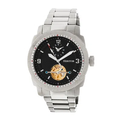 Heritor Automatic Men's Black / Silver Helmsley Semi-skeleton Bracelet Watch - Black, Silver In Multi