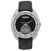 Heritor Automatic Men's Black / Silver Roman Semi-skeleton Leather-band Watch - Black, Silver In Black/silver