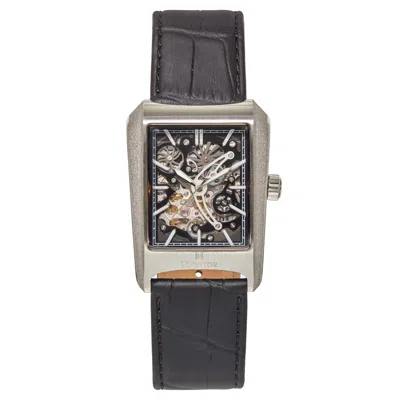 Heritor Automatic Men's Black / Silver Wyatt Leather-band Skeleton Watch - Black, Silver In Gray