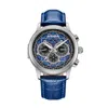 Heritor Automatic Men's Blue / Silver Apostle Leather-band Watch With Day And Date - Blue, Silver In Multi