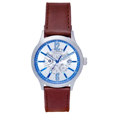 Heritor Automatic Men's Blue / Silver Dayne Leather-band Watch With Date - Blue, Silver In Red