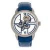Heritor Automatic Sanford Semi-skeleton Leather-band Watch In Blue/silver
