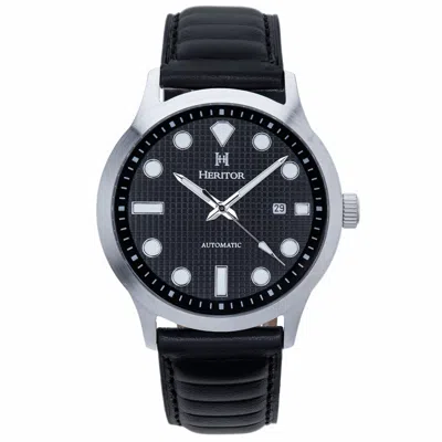 Heritor Automatic Men's Bradford Leather-band Watch With Date - Black In Gray