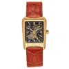 Heritor Automatic Men's Brown / Gold Wyatt Leather-band Skeleton Watch - Brown, Gold In Brown