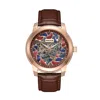 Heritor Automatic Men's Brown / Rose Gold Emmanuel Semi-skeleton Leather-band Watch - Brown, Rose Gold