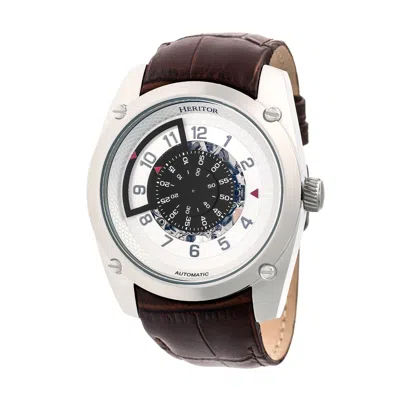 Heritor Automatic Men's Brown / Silver Daniels Semi-skeleton Leather-band Watch - Brown, Silver In Metallic