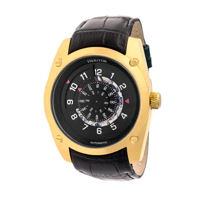 Heritor Automatic Men's Daniels Semi-skeleton Leather-band Watch - Gold