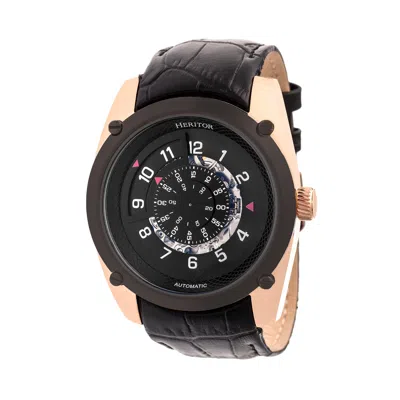 Heritor Automatic Men's Daniels Semi-skeleton Leather-band Watch - Rose Gold