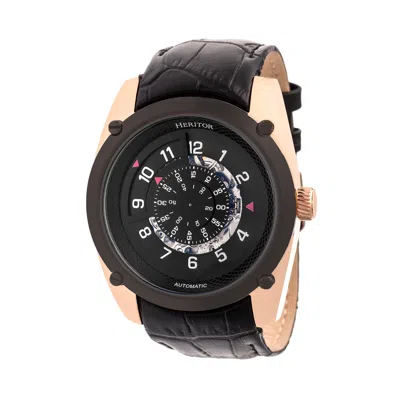 Heritor Automatic Men's Daniels Semi-skeleton Leather-band Watch - Rose Gold In Gray