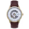 Heritor Automatic Men's Davies Semi-skeleton Leather-band Watch - Gold In Gold/brown