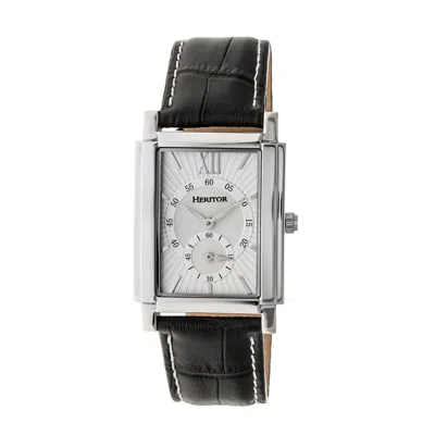 Heritor Automatic Men's Frederick Leather-band Watch With Seconds Sub-dial - Silver In Gray