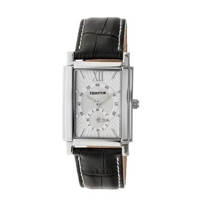Heritor Automatic Men's Frederick Leather-band Watch With Seconds Sub-dial - Silver