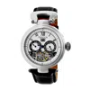 Heritor Automatic Men's Ganzi Semi-skeleton Leather-band Watch With Day And Date - Silver In Silver