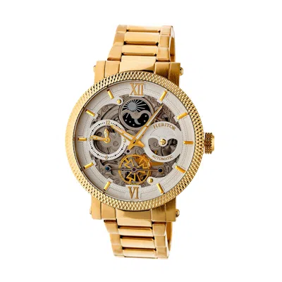 Heritor Automatic Men's Gold / Silver Aries Skeleton Bracelet Watch With Moon Phase - Gold, Silver