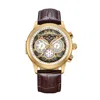 Heritor Automatic Men's Gold / White Apostle Leather-band Watch With Day And Date - Gold, White