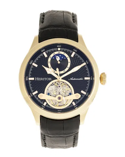 Heritor Automatic Gregory Semi-skeleton Leather-band Watch In Multi