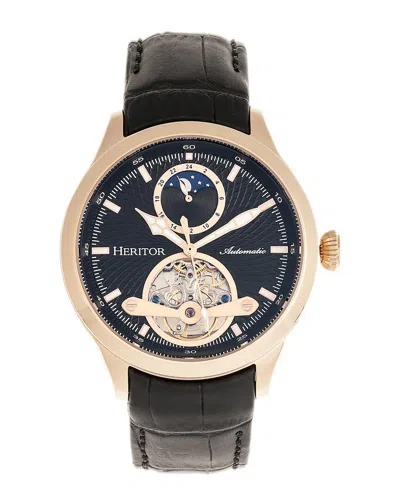 Heritor Automatic Gregory Semi-skeleton Leather-band Watch In Multi