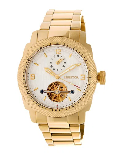 Heritor Automatic Helmsley Semi-skeleton Bracelet Watch In Gold