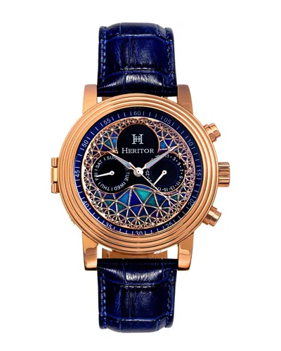 Heritor Automatic Legacy Leather-band Watch With Day & Date In Multi