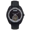 Heritor Automatic Men's Roman Semi-skeleton Leather-band Watch - Black In Black