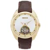 Heritor Automatic Men's Roman Semi-skeleton Leather-band Watch - Gold In Gold