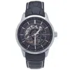 Heritor Automatic Men's Silver / Black Davies Semi-skeleton Leather-band Watch - Black, Silver In Silver/black