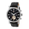 Heritor Automatic Men's Silver / Black Winston Semi-skeleton Leather-band Watch With Day And Date - Black, Silver In Silver/black