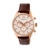Heritor Automatic Men's Silver / Rose Gold Benedict Leather-band Watch With Day And Date - Rose Gold, Silver In Silver/rose Gold