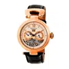 Heritor Automatic Men's Silver / Rose Gold Ganzi Semi-skeleton Leather-band Watch With Day And Date - Rose Gold, Silve In Silver/rose Gold