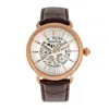 Heritor Automatic Men's Silver / Rose Gold Mattias Semi-skeleton Leather-band Watch With Date - Rose Gold, Silver In Silver/rose Gold