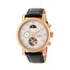 Heritor Automatic Men's White / Rose Gold Winston Semi-skeleton Leather-band Watch With Day And Date - Rose Gold, Whit In White/rose Gold